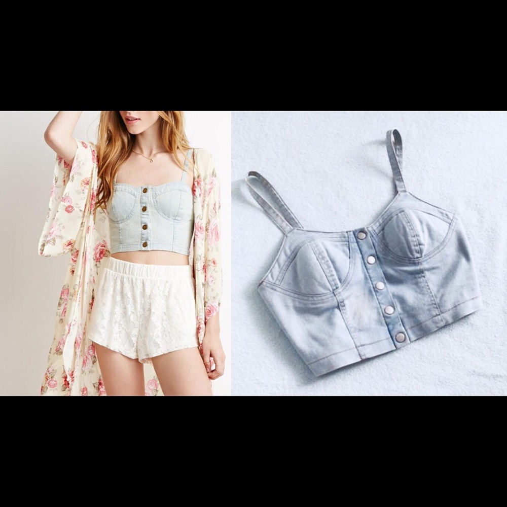 Blue Denim Bustier Crop Top